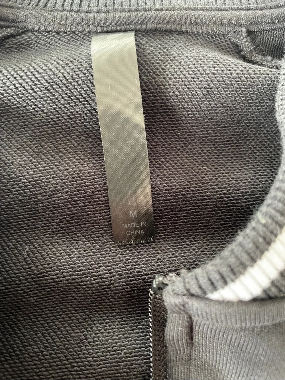 Fabletics Black Full-Zip Bomber Jacket with Stripe Collar